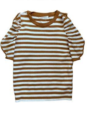Anthropologie Striped Knit Top with Ruffle sleeves